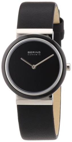 Bering Ceramic Dameklokke 10729-442 Sort/Lær Ø29 mm