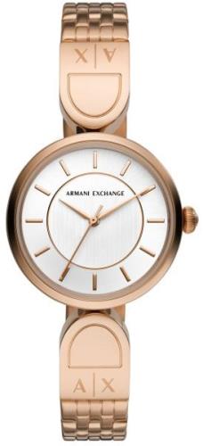 Armani Exchange Brooke Dameklokke AX5379 Hvit/Rose-gulltonet stål