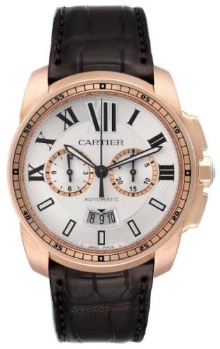 Cartier Calibre de Cartier Herreklokke W7100044 Sølvfarget/Lær Ø42