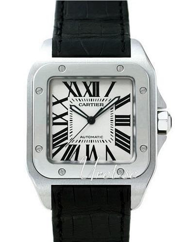 Cartier Santos Santos 100 Herreklokke W20073X8 Sølvfarget/Lær