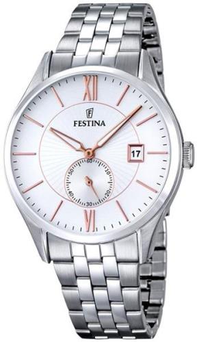 Festina Herreklokke F16871-2 Hvit/Stål Ø42 mm