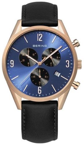 Bering Classic Herreklokke 10542-567 Blå/Lær Ø42 mm