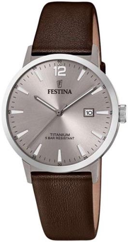 Festina 99999 Herreklokke F20471-2 Grå/Lær Ø41 mm