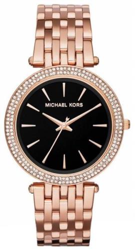 Michael Kors Darci Dameklokke MK3402 Sort/Rose-gulltonet stål Ø39 mm