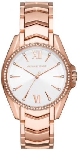 Michael Kors Whitney Dameklokke MK6694 Hvit/Rose-gulltonet stål Ø38