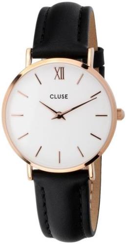 Cluse Dameklokke CL30003 Minuit Hvit/Lær Ø33 mm