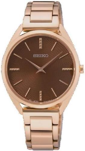 Seiko Dameklokke SWR062P1 Dress Brun/Rose-gulltonet stål Ø32 mm