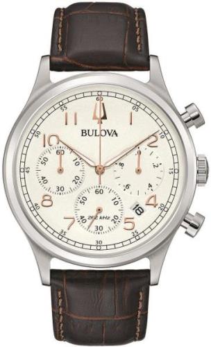 Bulova Herreklokke 96B355 Classic Hvit/Lær Ø43 mm