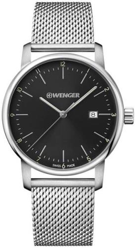 Wenger Herreklokke 01.1741.114 Sort/Stål Ø42 mm