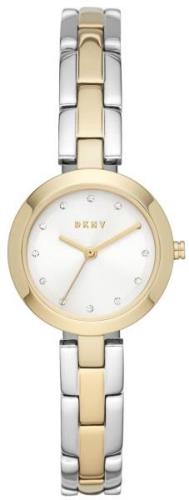 DKNY Dameklokke NY2918 City Link Hvit/Gulltonet stål Ø26 mm