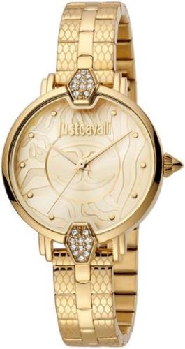 Just Cavalli Dameklokke JC1L143M0055 Gulltonet/Gulltonet stål Ø32 mm