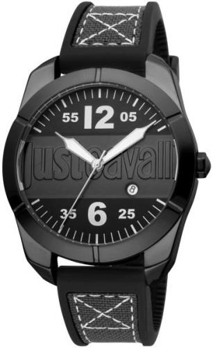 Just Cavalli Herreklokke JC1G106P0025 Sort/Tekstil Ø43 mm