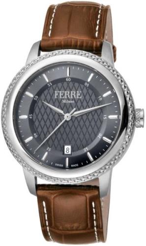 Ferrè Milano Herreklokke FM1G130L0021 Grå/Lær Ø42 mm