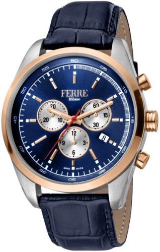 Ferrè Milano Herreklokke FM1G129L0051 Michele Blå/Lær Ø44 mm