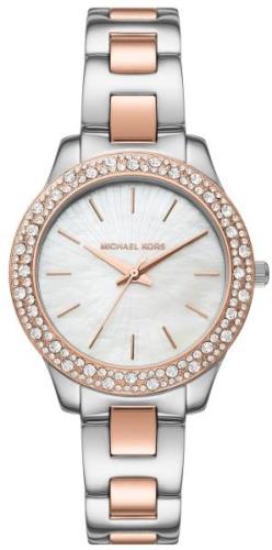 Michael Kors Dameklokke MK1048 Liliane Hvit/Rose-gulltonet stål Ø36