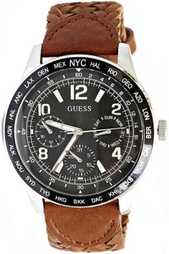 Guess Herreklokke W1244G2 Sort/Lær Ø44 mm