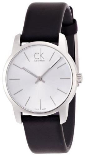 Calvin Klein Dameklokke K2G231C6 City Sølvfarget/Lær Ø31 mm