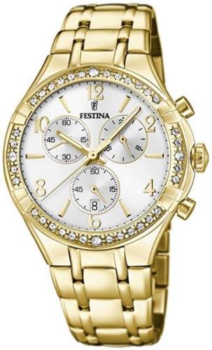 Festina Dameklokke F20395-1 Hvit/Gulltonet stål Ø39 mm