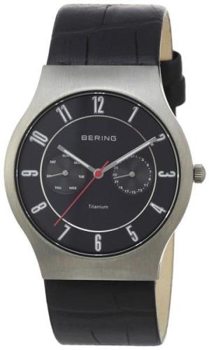 Bering Herreklokke 11939-472 Classic Sort/Lær Ø39 mm