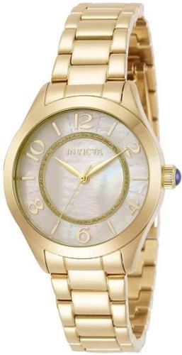 Invicta Dameklokke 31104 Angel Hvit/Gulltonet stål Ø33 mm