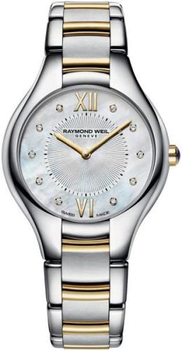 Raymond Weil Dameklokke 5132-STP-00985 Raymond Noemia Hvit/Gulltonet