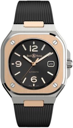 Bell & Ross Herreklokke BR-05-BLACK-STEEL-AND-GOLD-RUBBE Br 05