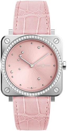 Bell & Ross BR-S-PINK-DIAMOND-EAGLE-DIAMONDS Br S Quartz Rosa/Lær