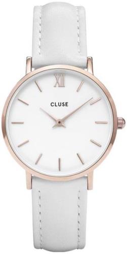 Cluse Dameklokke CL30056 Minuit Hvit/Lær Ø33 mm