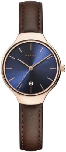 Bering Dameklokke 13328-567 Classic Blå/Lær Ø26 mm