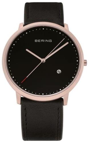 Bering Herreklokke 11139-462 Slim Sort/Lær Ø39 mm