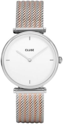 Cluse Dameklokke CL61001 Triomphe Hvit/Rose-gulltonet stål Ø33 mm