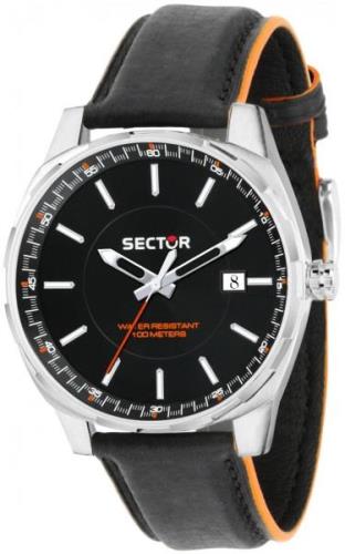 Sector Herreklokke R3251503002 Sort/Lær Ø44 mm