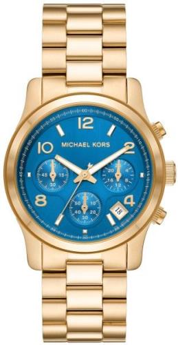 Michael Kors Dameklokke MK7353 Runway Blå/Gulltonet stål Ø38 mm