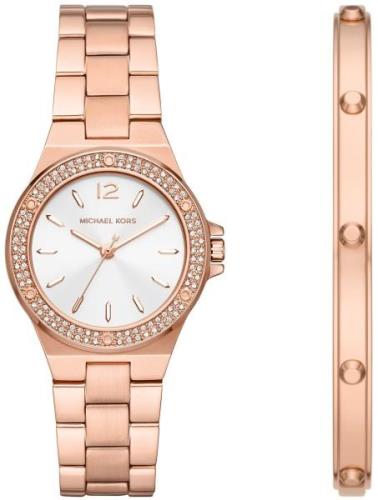 Michael Kors Dameklokke MK1073SET Lennox Hvit/Rose-gulltonet stål