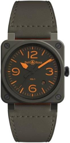 Bell & Ross Herreklokke BR-03-92-MA-1 Br 03-92 Grå/Lær