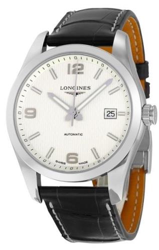 Longines Herreklokke L2.785.4.76.3 Conquest Sølvfarget/Lær Ø40 mm