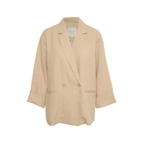 Beige Oversized Blazer Jakke