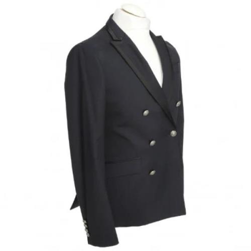 Pre-owned Balmain Blazer i blått stoff