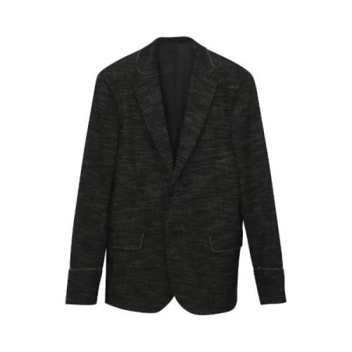 Vintage Svart Print Bomull Blazer