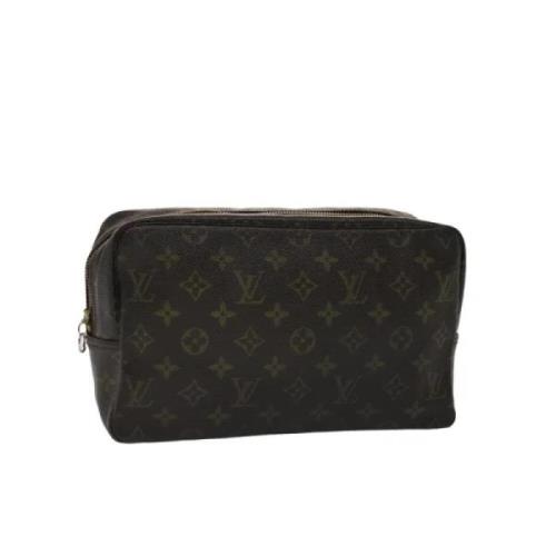 Pre-owned Brunt lerret Louis Vuitton toalettmappe