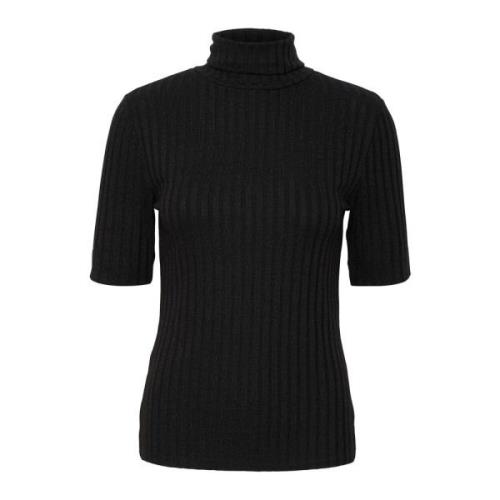 Sort Rollneck Bluse Top