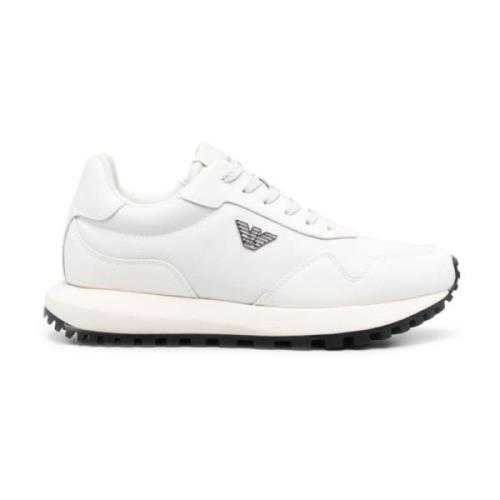 Hvite Panelerte Lavtop Sneakers