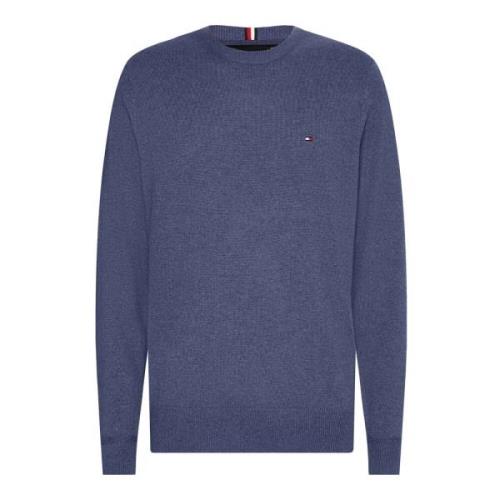 Blå Pima Bomull Cashmere Crew Neck Genser