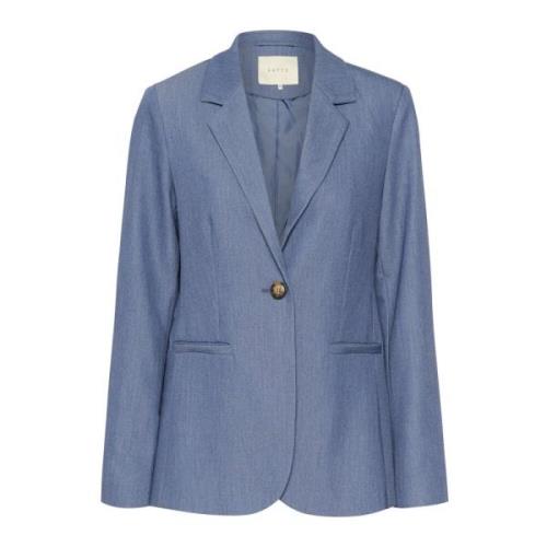 Vintage Indigo Blazer med Klassisk Krage og Knappelukking