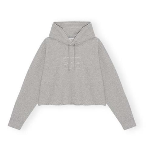 Grå Ganni Grå Ospøo Cropped Oversized Hoodie