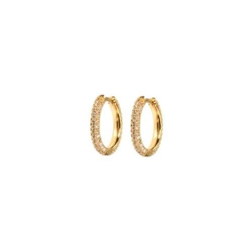 Medium Stone Covered Hoops - White