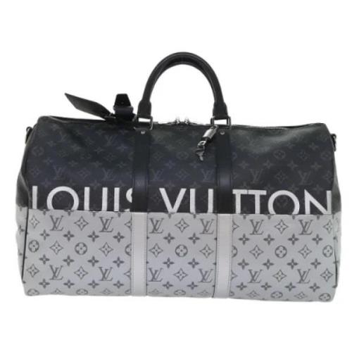 Pre-owned Svart lerret Louis Vuitton Keepall