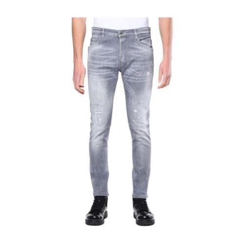 Grå Vasket Skinny Fit Jeans for Herre