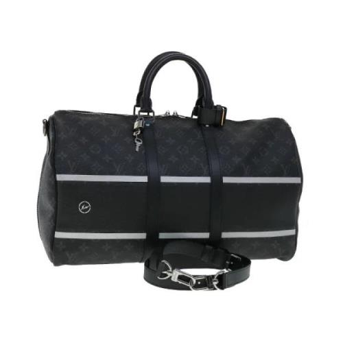 Pre-owned Svart lerret Louis Vuitton Keepall