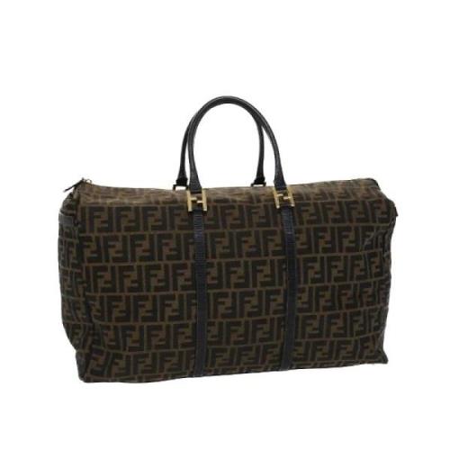 Pre-owned Brunt lerret Fendi Boston veske